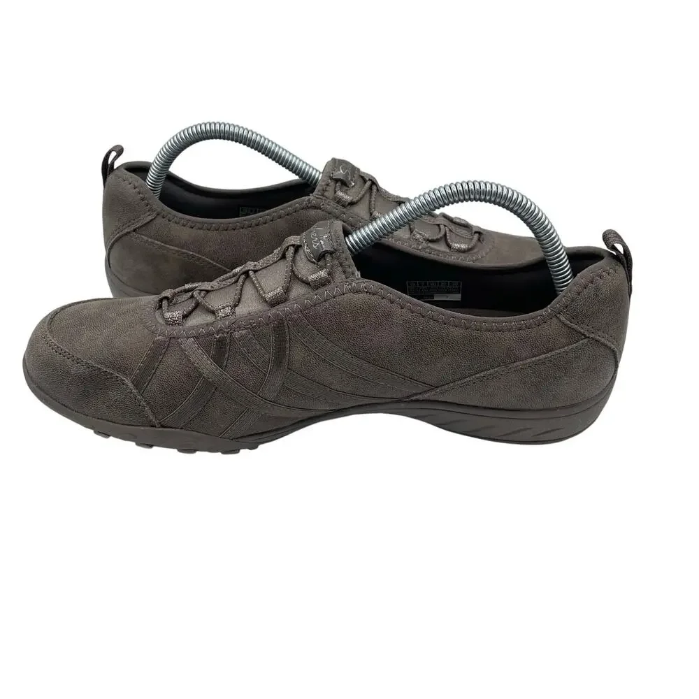 Skechers Breathe Easy Days End Dark Taupe Walking Shoes Slip On Womens 10